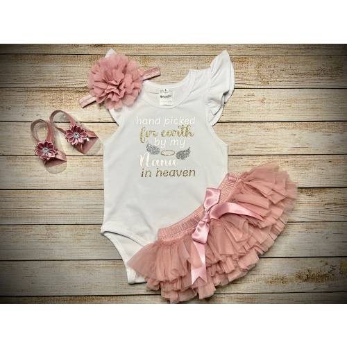 Memorial Baby Outfit: "Handpicked for Earth" Bodysuit & Tutu