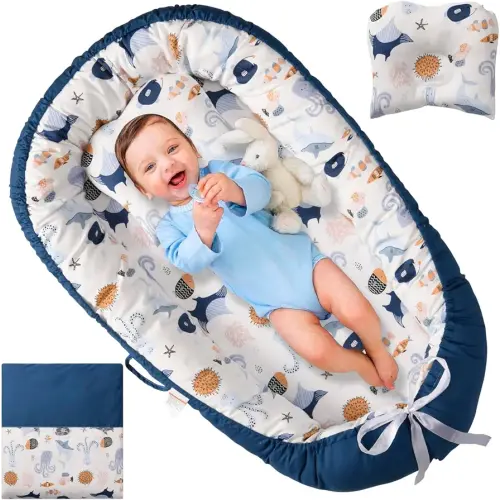 Totsi Baby Lounger Set | Ultra-Soft Baby Nest with Pillow and Blanket | Machine Washable Infant Lounger 0-24 Months | Adjustable Infant Nest for Travel | Baby Lounger Cover for Newborn
