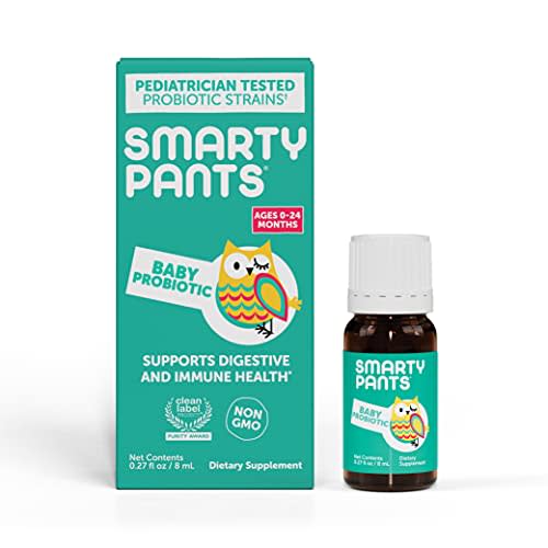 SmartyPants Baby Probiotic Liquid Formula, Pediatrician-tested Blend for Fussiness due to Occasional Upset Tummy, Digestive Health and Comfort, Immune Support, 1.6 Billion CFU