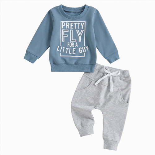 HCNTES Toddler Baby Boys Clothes Outfits Long Sleeve Pullover Sweatshirt Tops + Pants Set Fall Winter Sweatsuits 1-5T(3-6 Months,Sky Blue&b5)
