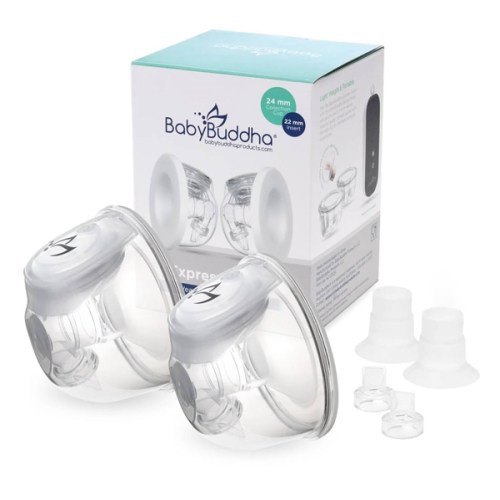 BabyBuddha Hands Free Milk Collection Cups for Breast Pump, 8 Fl Oz Each, Wearable Breastmilk Containers, Compatible with BabyBuddha Pump, Spill Resistant Design, Small Flange 22 to 24mm, 2 Pack