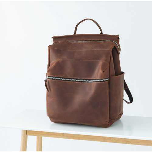 Leather Diaper Bag, Black Color