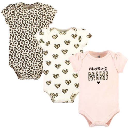 Hudson Baby Infant Girl Cotton Bodysuits, Leopard Hearts, 9-12 Months