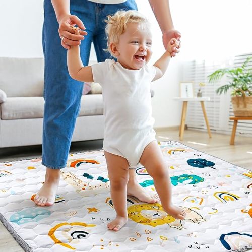 Baby Play Mat 50" X 50",Foldable Baby Play Mat, Non-Slip Cushioned Baby Playpen Mat for Playing, Baby Playmat Floor Mat for Infants, Babies, Toddlers,Machine Washable for Easy Care.
