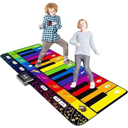 SUNLIN 6 ft. Floor Piano Mat for Kids & Toddlers, Giant Piano Mat, 24 Keys, 10 Built in Songs, 8 Instrument Sounds, Record & Playback, Song Booklet, Musical Toy Gift for Boys & Girls Age 3 4 5 6 7 8 9