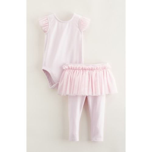 Sweet Ballerina Ruffle Bodysuit & Skirted Leggings Set