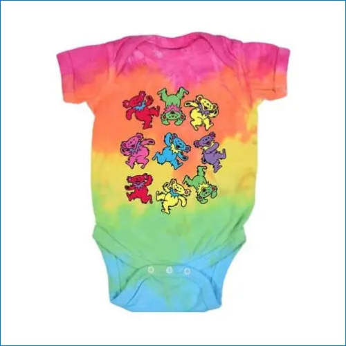 Grateful Dead Spiral Dancing Bears Tie Dye Baby Onesie