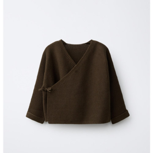 WRAPPED KNIT CARDIGAN - Brown | ZARA United States