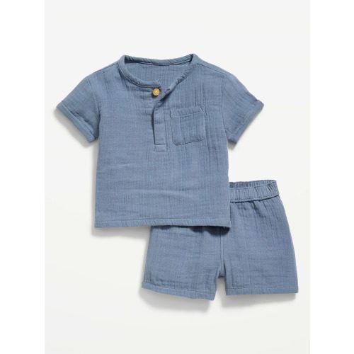 Double-Weave Pocket T-Shirt and Shorts Set for Baby