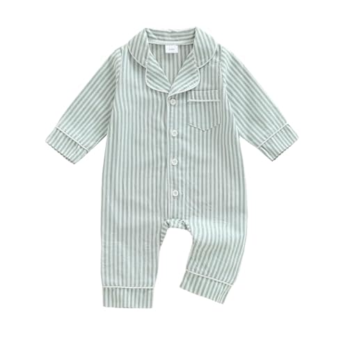 Kuriozud Baby Girl Boy Romper Pajamas Fall Winter Long Sleeve Button Down Pjs Newborn Infant Lapel Sleepwear Nightwear