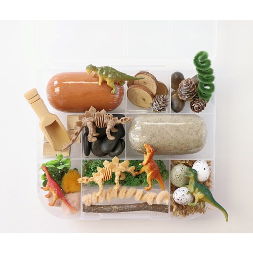 Dinosaur playdough kit, realistic Dino sensory kit, play dough kit, sensory bin, Dinosaur birthday gift, dinosaur party favors, Play doh kit