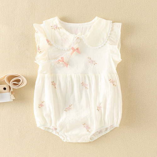 Baby Onesies Newborn Girl Fly Sleeve Floral Triangle Romper Jumpsuit Baby Rompers Girl B 3-6 Months