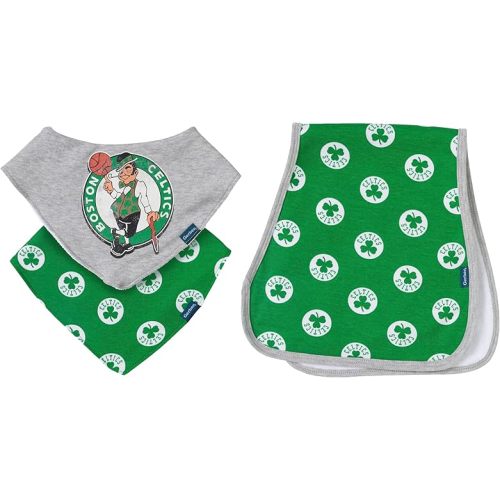 Gerber NBA unisex-baby Nba Team Bandana Bib and Burp Cloth Set