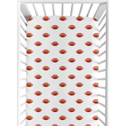 Sweet Jojo Designs Football Brown and White Fitted Crib Sheet