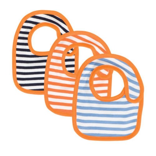 giggle Better Basics Striped 3-Pack Drool Bibs (Organic Cotton), Multi