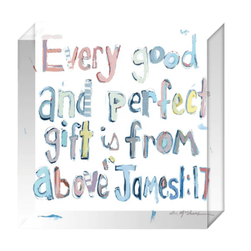 James 1:17 Pink Acrylic Block - Bibs and Kids Boutique