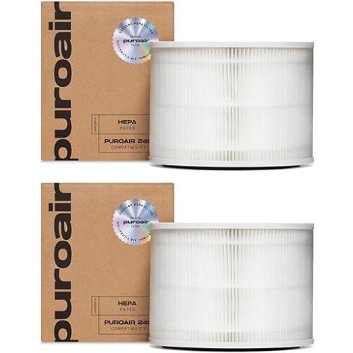 PuroAir 240 Replacement Filter - HEPA Filters up to 99.9% of Smoke, Pollen, Dust and Common Household Pollutants - HEPA Air Filter Replacement for PuroAir 240 Air Purifier (2 Pack)