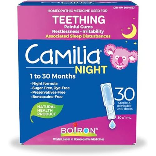 Boiron Camilia Night 30 Unit-Doses Homeopathic Medicine Used to Relieve Pain, Restlessness, Irritability Due to Teething, and Associated Sleep Disturbances from 1 to 30 Months