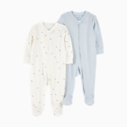 Carter's 2-Way Zip Cotton Sleep & Plays (2 Pack) - Cream, Newborn