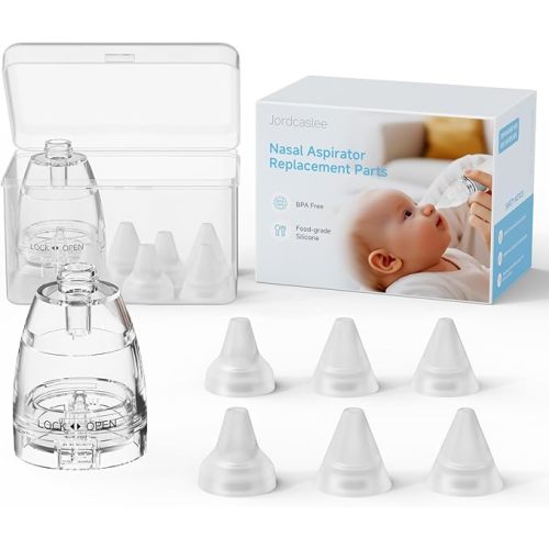 Nasal Aspirator Replacement Parts Compatible with GROWNSY, X-Bosak, Watolt, Navage Nose Sucker for Baby & Toddlers, Suction Chamber and 6pcs Silicone Tips Replacement Kit