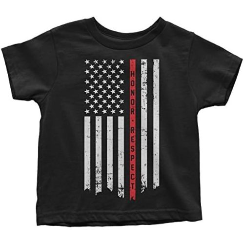 Threadrock Kids Honor & Respect Thin Red Line Flag Toddler T-Shirt