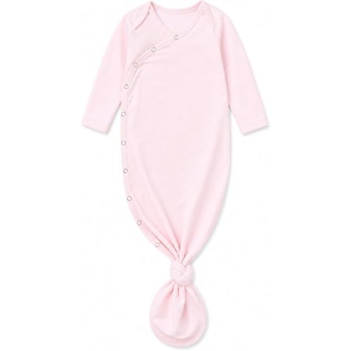 Copper Pearl Baby Gown - Knotted Newborn Sleepers for Baby Boy and Girl, Soft Stretchy Long Sleeve Infant Gowns with Bottom Tie and Hand Mittens, Perfect Hospital Coming Home Outfit (Blossom)