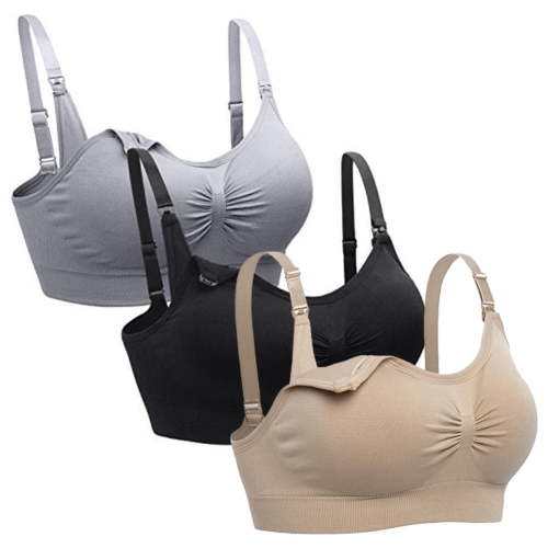 Valcatch Nursing Bra 3 Pack Seamless V Neck Maternity Bra Women Pregnancy Breastfeeding Bra