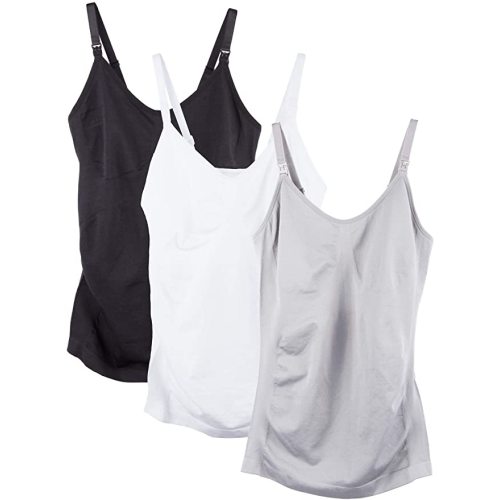 Caramel Cantina 3 Pack Women's Nursing Cami Built in Bra - Small - Black/Wh/Char