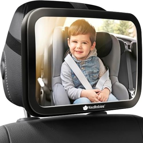 KeaBabies Baby Car Seat Mirror, Wide View, Shatterproof (Matte Black)