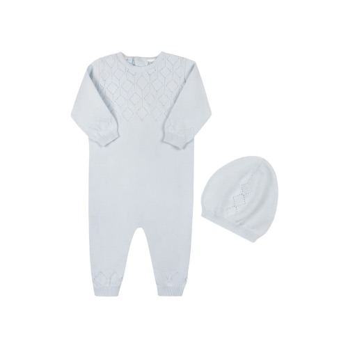 Lux Cotton Pointelle Romper & Hat Set