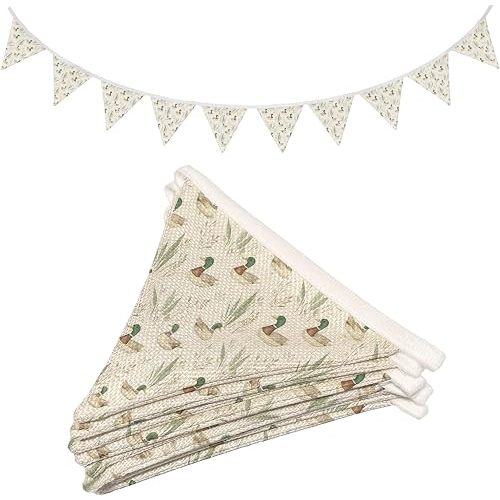 Nursery Wall Art Decor,Mallard Duck Decor Pennant Banner Flag