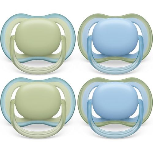 Philips Avent Ultra Air Pacifier - 4 x Light, Breathable Baby Pacifiers for Babies Aged 0-6 Months, BPA Free with Sterilizer Carry Case (Model SCF085/48)