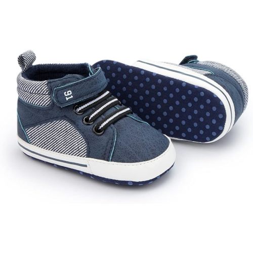 Meckior Toddler Baby Boys Girls High Tops Ankle Sneakers Soft Anti-Slip Sole PU Leather Moccasins Infant Newborn Prewalker First Walking Crib Shoes