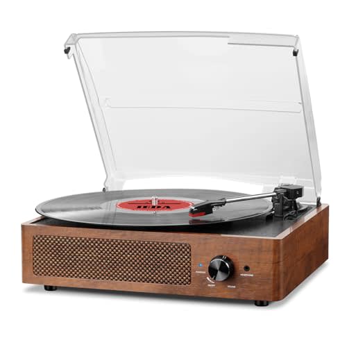 FEKTIK Record Players Vintage Turntable for Vinyl Records with Speakers Belt-Driven Turntables Support 3-Speed, Bluetooth Wireless Playback, Headphone, AUX-in, RCA Line LP Vinyl Players