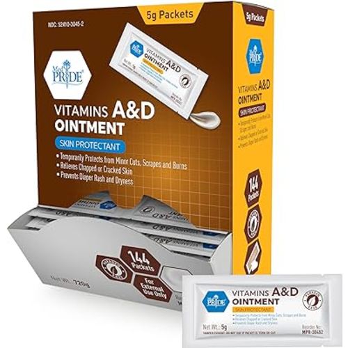 MED PRIDE Vitamins A&D Ointment Packets for Skin Relief -Vitamin A & D Skin Protectant Ointment, 5g Packets, 144-Count, for Body Chaffing, Diaper Rash, Cuts, Dry-Cracked Hands/Feet/Face