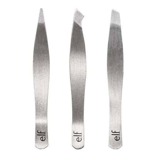 e.l.f. Tweezers Set - 3ct: Shaping Tools for Brow Bone, Aluminum Beauty Tool Set, Paraben & Phthalate-Free, Vegan