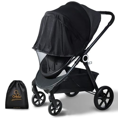 Orzbow Baby Mosquito Net for Stroller, Universal Fit, Breathable, Black | Tear-Resistant Mesh, Insect Barrier w/Travel Bag for Stroller, Car Seat, Bassinet, Cradle, Mini Cribs, Baby Summer Essential