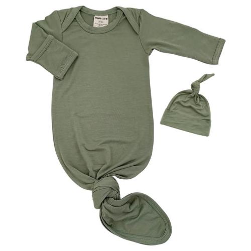 Knotted Gown & Hat Set, Sage