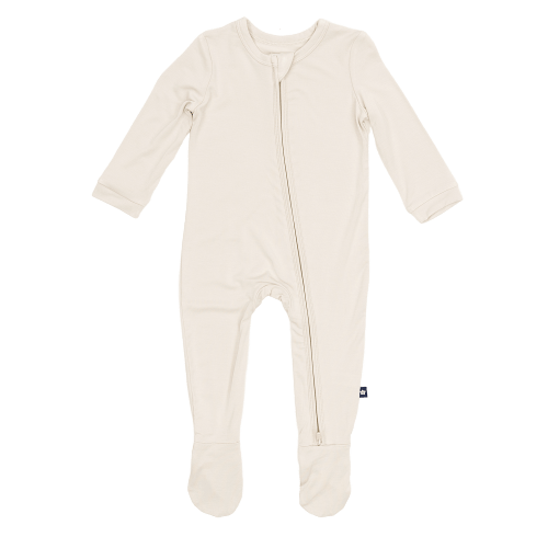 Larkspur Baby | Romper Pajamas | Zip Footie in Oat