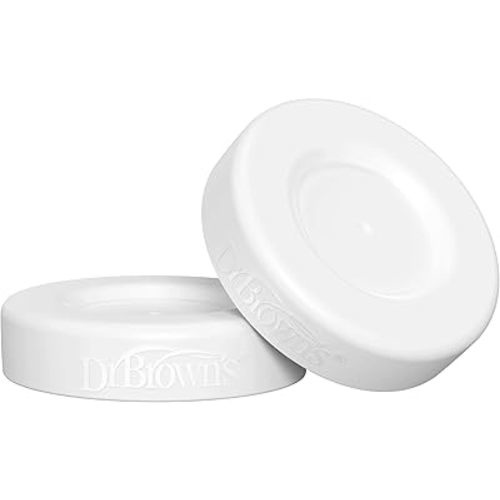 Dr. Brown's Silicone Baby Bottle Storage/Travel Caps, Secure Leakproof Lids, Fits 9 oz/270 mL and 5 oz/150 mL Silicone Bottles, BPA-Free, 2-Pack