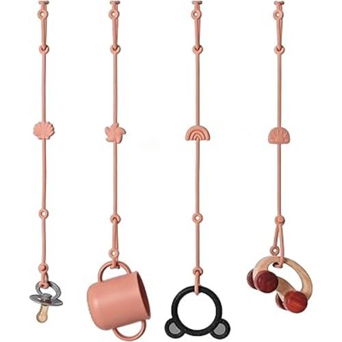 Andy Bear Toy Straps for Toddler Toy Safety Straps Silicone High Chair Toys Straps Toddler Bottle Straps for Strollers, High Chair, Cribs, Car Seat, Stroller Accessories-Terra Cotta