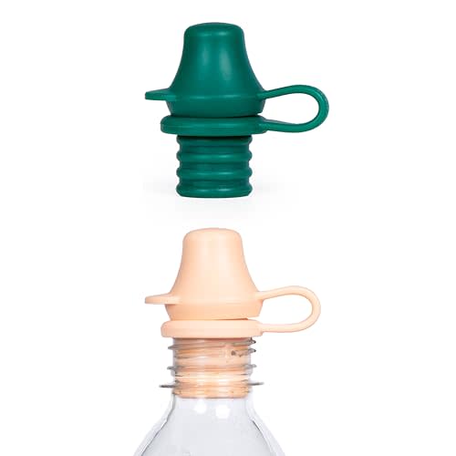 Kiddikap Original Water Bottle Topper for Toddlers – 100% Silicone Sippy Top Spout with Protective Cap makes the Bottle Top a Spill Proof Lid for Kids and Adults - 2 Pack - Pastel
