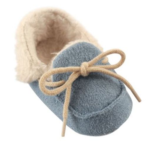 Luvable Friends Baby Boy Moccasin Shoes, Blue, 12-18 Months