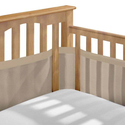 BreathableBaby Breathable Mesh Liner for Full-Size Cribs, Deluxe 4mm Mesh, Sand Beach (Size 4FS Covers 3 or 4 Sides)