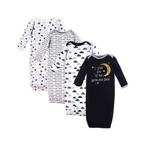Hudson Baby Black & White To the Moon and Back Gown - Set of Four | Best Price and Reviews | Zulily