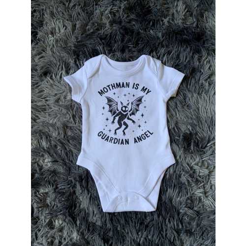 Mothman is my guardian angel baby onesi, Goth Baby Shower Gift, Local Cryptid, Moth man baby gift, Cryptid baby, Goth fashion, goth baby