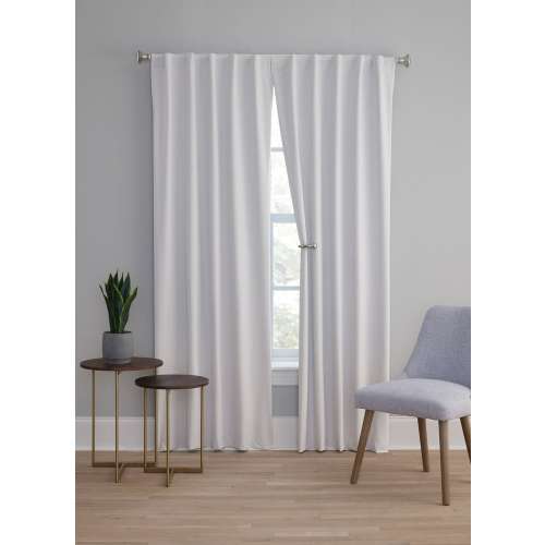 Style Selections 84-in White Blackout Thermal lined Back tab/Pinch pleat/Rod pocket Curtain panel pair