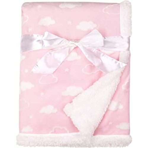 American Baby Company Heavenly Soft Chenille Sherpa Receiving Blanket, 3D Pink, 30" x 35", Warm and Cozy for Boys and Girls, Ideal for Baby Carrier, Stroller, and Travel