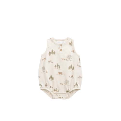 Organic Cotton Archie Playsuit - Pine Forest Friends