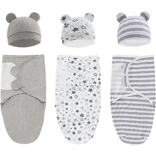 ATONGQI 3-Pack Organic Baby Swaddle Sleep Sacks - Newborn Swaddle Sack - Ergonomic Baby Swaddles 0-3 Months (Grey)